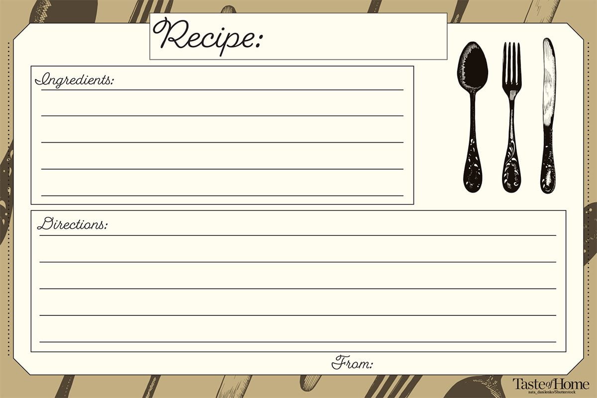 Printable recipe cards