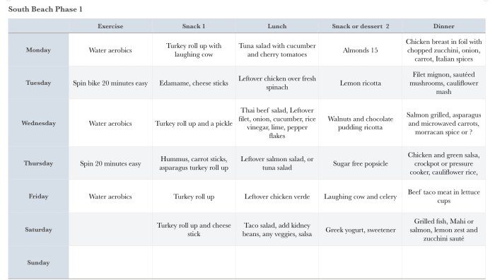 South beach diet first two weeks